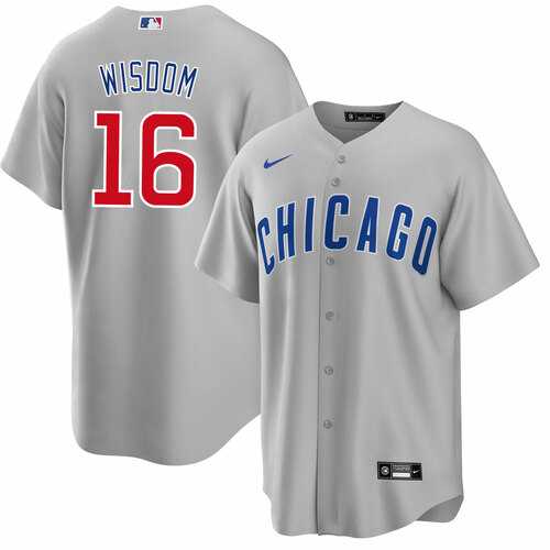 Mens Chicago Cubs #16 Patrick Wisdom Gray Cool Base Stitched Baseball Jersey Dzhi